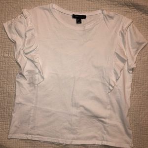 Atmosphere: White ruffle short sleeved top